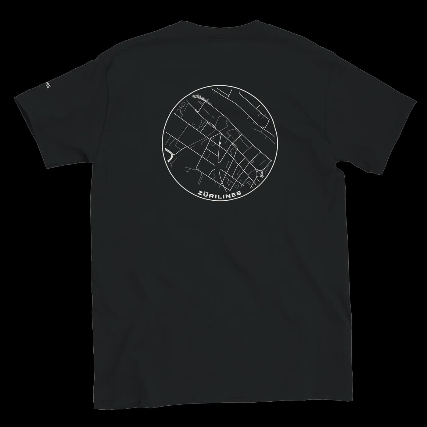 ZÜRILINES T-Shirt Men in Black, Rückseite – Beispiel mit der Linie «Viadukt»