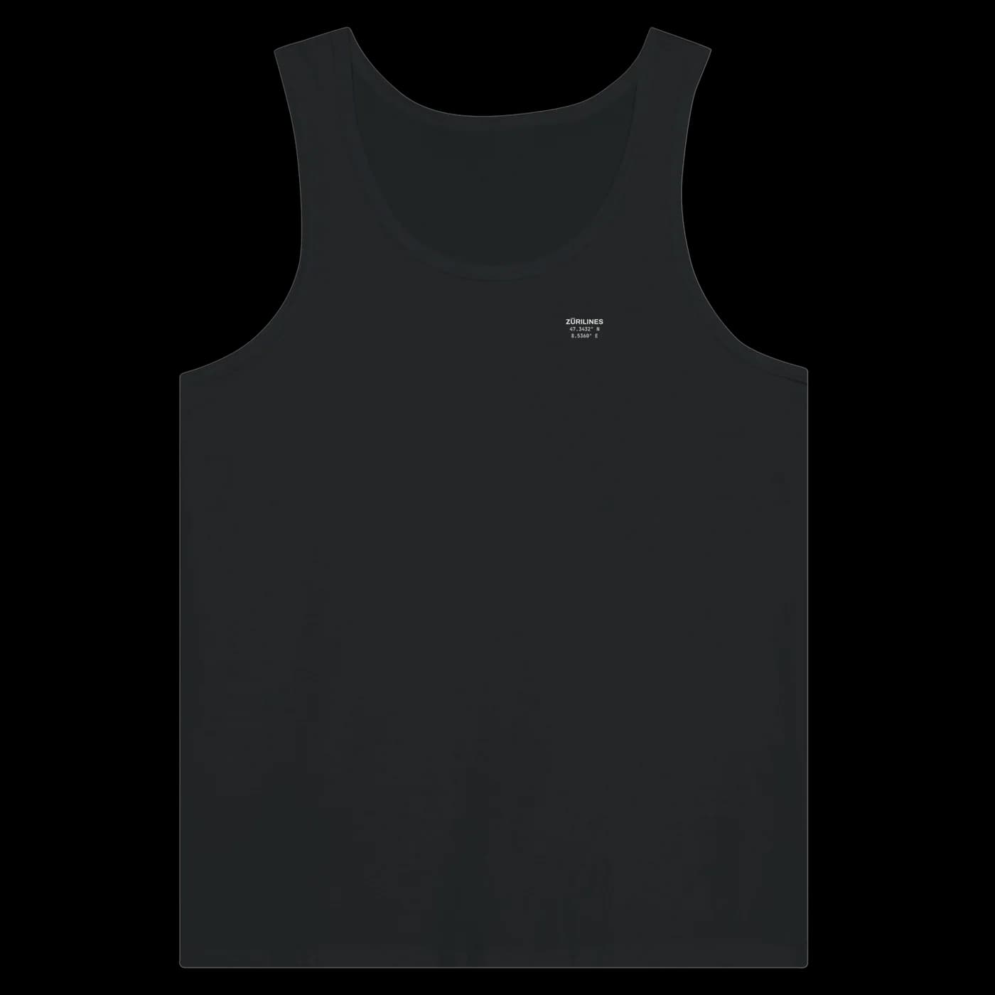 ZÜRILINES Tanktop in Black, Vorderseite – Beispiel mit der Linie «Rote Fabrik»