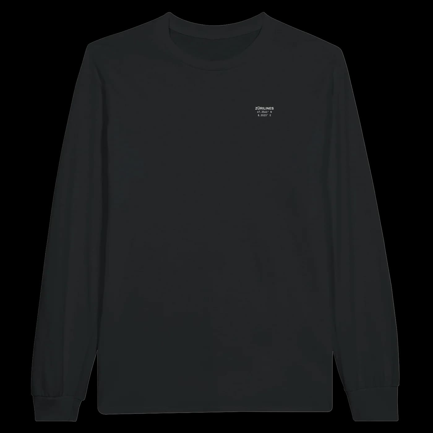 ZÜRILINES Longsleeve Women in Black, Vorderseite – Beispiel mit der Linie «Seefeld»